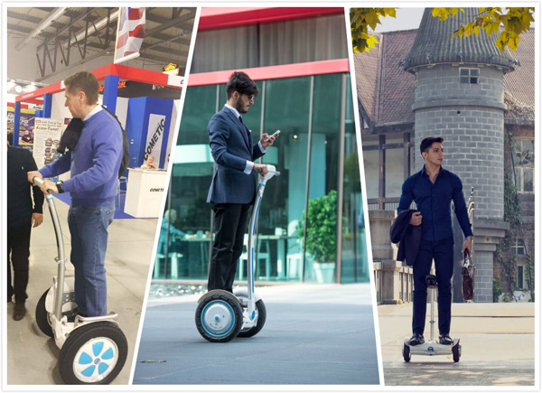 En esta feria, Airwheel también muestra el nuevo miembro de la serie Z, Z5 pie scooter eléctrico. 